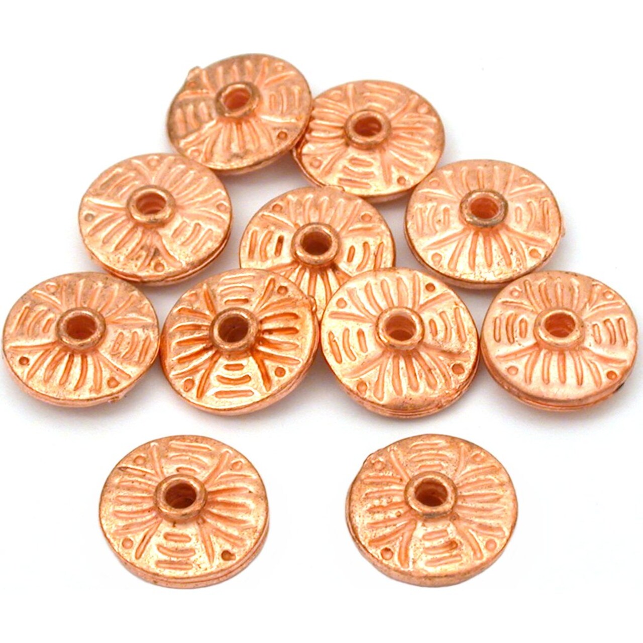 15g Fluted Flower Saucer Beads Copper Plt 11.5mm App 10